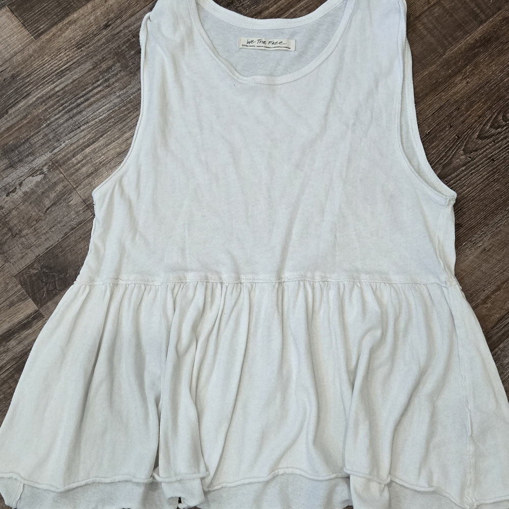We The Free White Peplum Tank Top Sleeveless